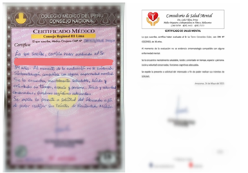 Certificado de salud mental